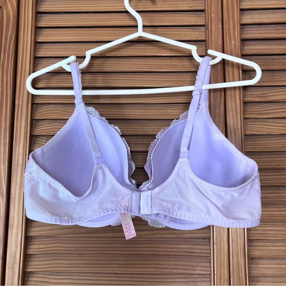 Victoria's Secret Lavender Floral Lace Rhinestone Push Up Bra 38C Shimmer Lilac - Picture 4 of 15